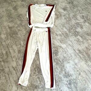 Aviator Nation CLASSIC VELVET SWEATSHIRT/PANTS - WHITE (cream) sz medium (SET)
